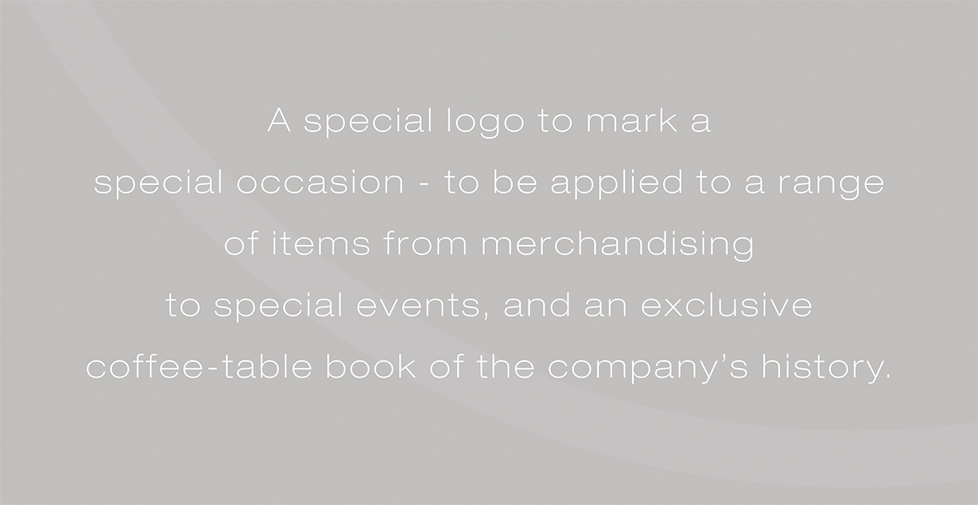 J Wainwright logo design and graphic design. A special logo to mark a special occasion - to be applied to a range of items from merchandising to special events, and an exclusive coffee-table book of the companyâ€™s history.