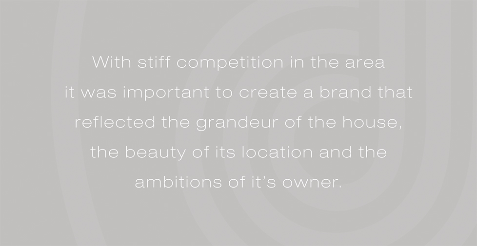 Rockbeare Manor brand identity, design and website. With stiff competition in the area  it was important to create a brand that reflected the grandeur of the house, the beauty of its location and the ambitions of itâ€™s owner.